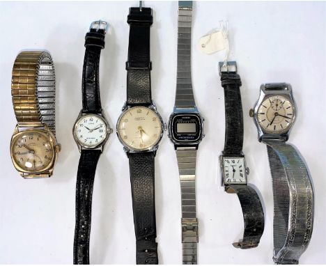 A 9ct gold cased gent's Rotary wristwatch on a gilt strap and a selection of vintage wristwatches 