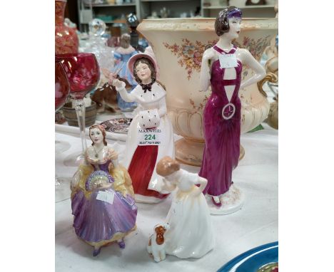 A Francesca Art figure "Northwind"; a Royal Grafton figure "Broadway"; a Royal Doulton figure "Sit"; a Coalport figure "Barba