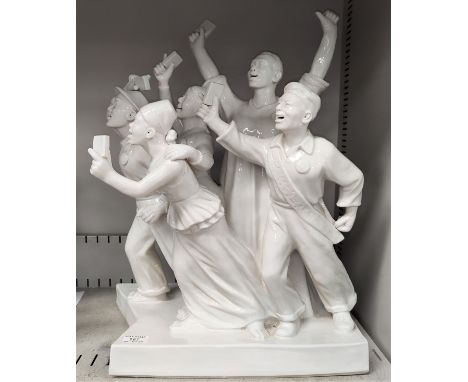 A large Chinese blanc de chine ceramic group of Chinese revolutionists