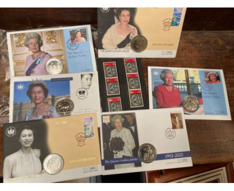 Seven Golden Jubilee Commonwealth coin / stamp covers 