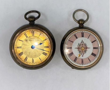 A small Swiss made key wound pocket watch trade mark 'Ivy' and another enamel dial pocket watch 