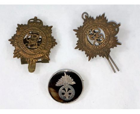 A Royal Welsh Fusiliers sweetheart brooch of silver and tortoiseshell effect and a Royal Army Service Corps badge 