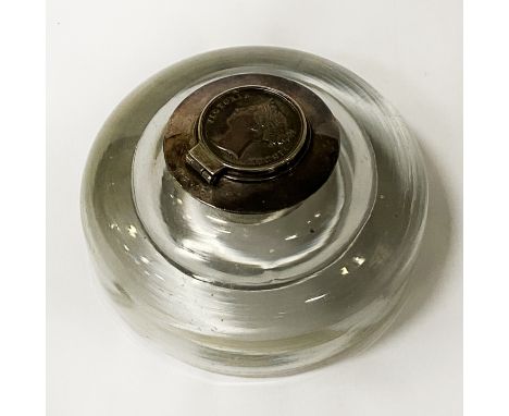 CANDAHAR 1842 SILVER COIN INKWELL PAPERWEIGHT