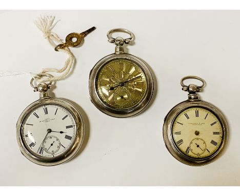 3 H/M SILVER VINTAGE POCKET WATCHES A/F