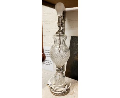 CUT CRYSTAL AND METAL LAMP
