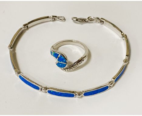 STERLING SILVER OPAL BRACELET WITH MATCHING RING