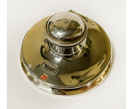 HM SILVER INKWELL / PERPETUAL CALENDAR