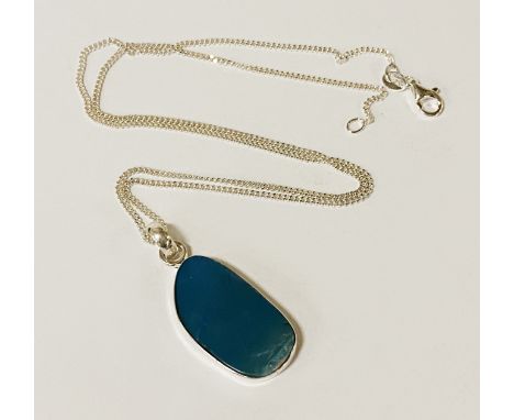 STERLING SILVER OPAL PENDANT &amp; CHAIN