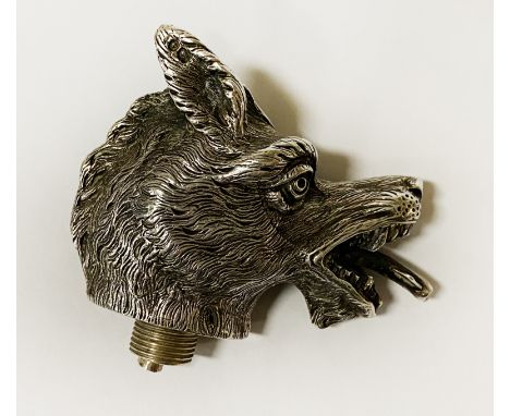 VICTORIAN HM SILVER SNARLING WOLF'S HEAD CIGAR LIGHTER FINIAL