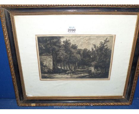 A Richard Samuel Chattock etching 'Chapel Fields, Norwich' after Crome 1875.