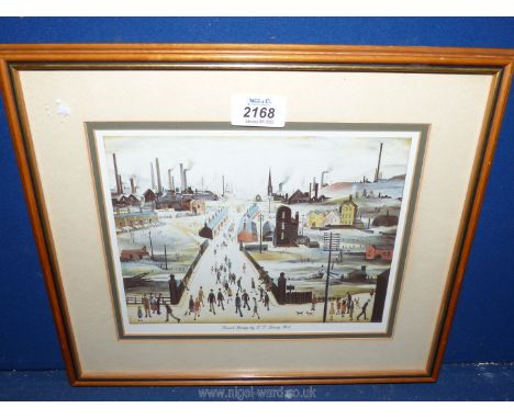 A small framed and mounted Print of "Canal Bridge" after L.S. Lowry.
