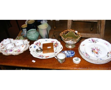 Various collectables, including compass, hand painted plates, etc.