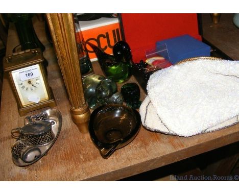 Various collectable ceramic and glassware, carriage clock