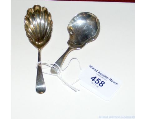 Silver caddy spoon with London hallmark and one other
