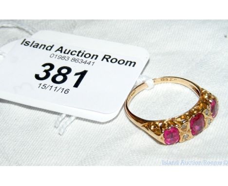 A ruby and diamond ring in 18ct gold setting