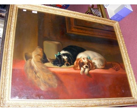 An oil on canvas - dog portrait - signed bottom left and dated 1906 - 70cm x 90cm