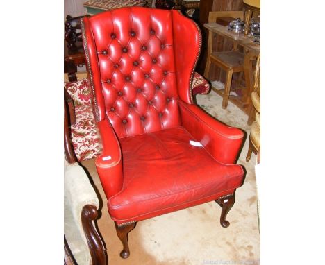 Georgian style wing easy chair with button back
