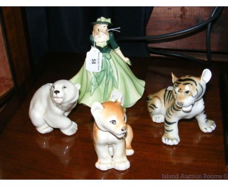 Three USSR animal figures, together with a Royal Worcester figurine