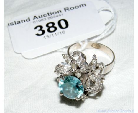 Topaz and diamond ring in 18ct white gold setting