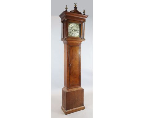 John Day of Wakefield. A George III oak eight day longcase clock, the 12 inch square brass dial with silvered chapter ring, m