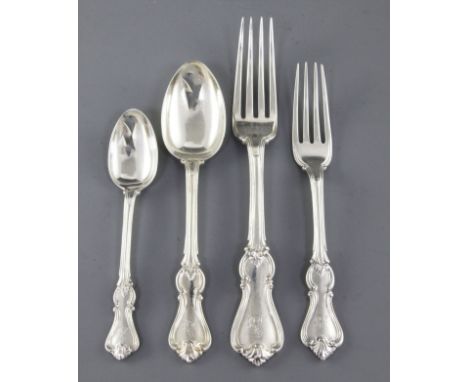 A canteen of Victorian silver double struck Albert pattern flatware by Elizabeth Eaton, comprising one hundred and forty one 