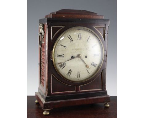 Handley & Moore. A Regency mahogany hour repeating bracket clock, in plain architectural case, the dial signed Handley & Moor