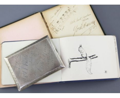 A George V silver cigarette case, 167 grams inscribed with facsimile signature of diplomats, including Noel Charles, together