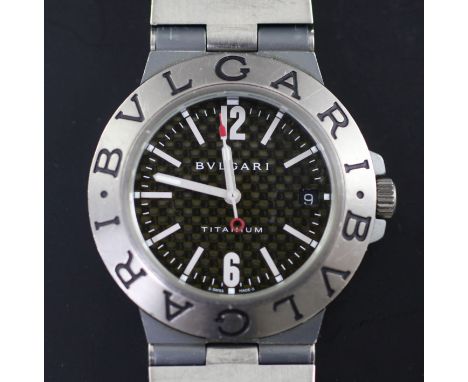 A gentleman's Bulgari Titanium automatic wrist watch, with baton and Arabic numerals and date aperture, the case back numbere