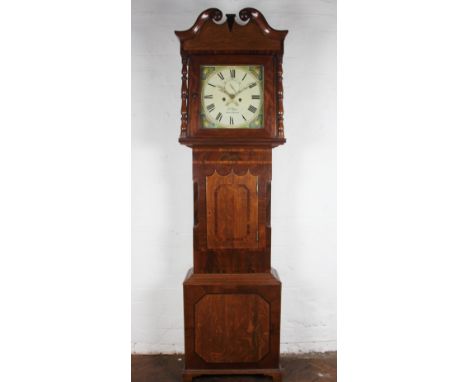 An early 19th century oak longcase clock by James Joyce of Whitchurch, repainted dial with Roman numerals, subsidiary seconds