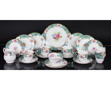 A Shelley bone china Blue Empress pattern twenty one piece tea service 