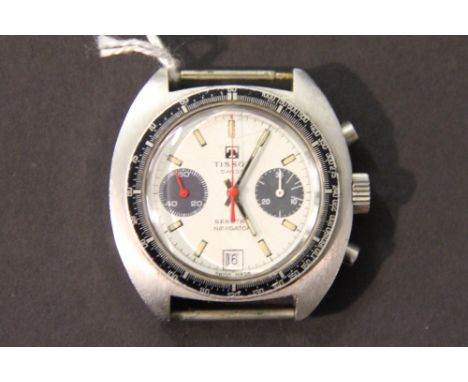 A 1970's stainless steel Tissot Seastar Navigator Chronograph, with baton numerals, date aperture and subsidiary dials, lacki