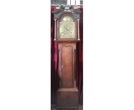 A George III oak and mahogany eight day longcase clock by Richard Deaves of Whitchurch, (Whitechurch) 30cm brass dial with Ro