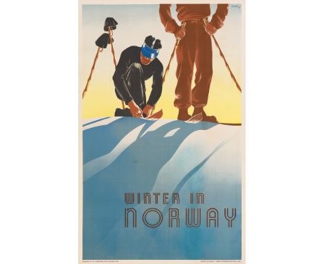 Schenk Winter in Norway lithograph in colours, 1938, condition B+/A-; backed on linen(99cm x 62cm&nbsp;(39in x 24.5in))
