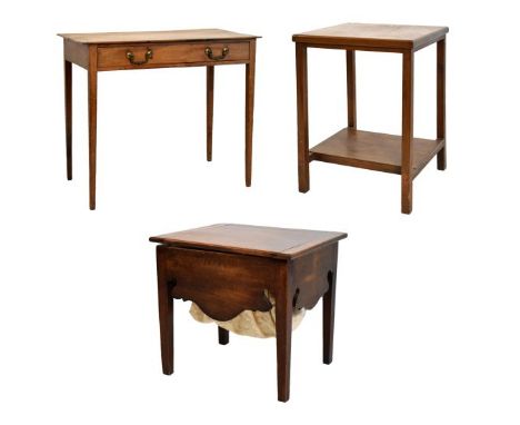 George III mahogany side table with rectangular top fitted single drawer, together with a square occasional table, and a Geor