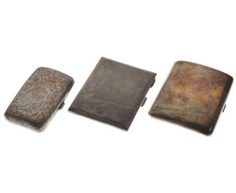 George V engine turned silver cigarette case, Birmingham 1924, a Victorian engraved silver cigarette case, Birmingham 1896 an