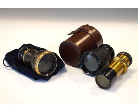 Vintage brass cased kaleidoscope and two vintage monoculars   Condition: 