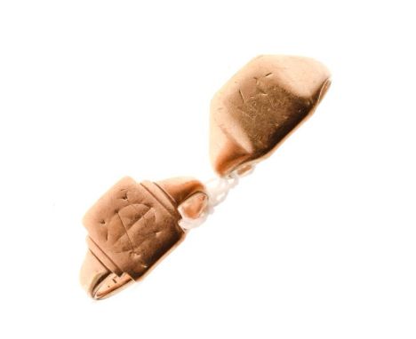9ct gold signet ring, size V, and a similar ring stamped '9ct', size W, 11.1g gross approx   Condition: 