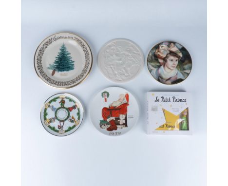 This collection features a diverse array of decorative pieces. Included are a 1979 Norman Rockwell The Day After Christmas pl