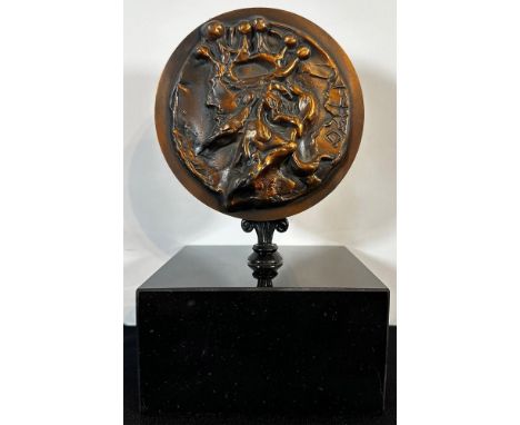 Bronze Medal from an original wax mold by Dali titled Our Historical Heritage Signed in the cast right numbered 14/400 Sight 