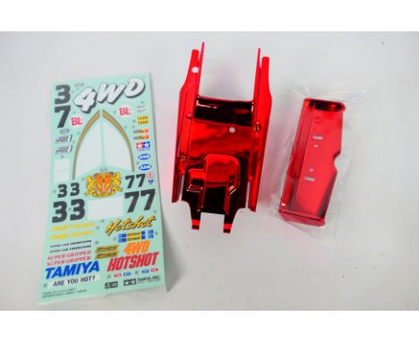 Tamiya - An unboxed and unusual Tamiya Limited Edition Hotshot 1:10 scale RC Body Shell in metallic chrome red. The shell app