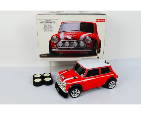 Kyosho - A boxed Kyosho #31741 1:10 scale nitro RC Petit Ten Size GP Mantis Mini FF Chassis 'Mini Cooper Mk.I'. The model is 