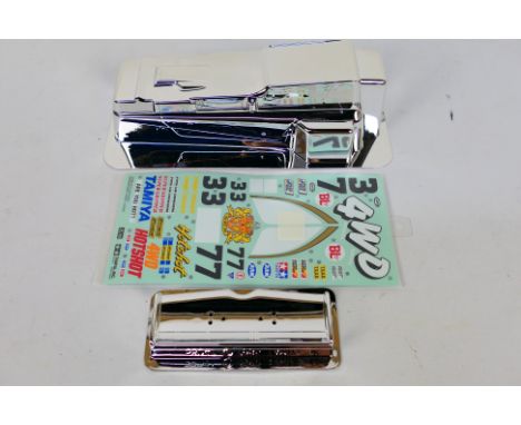 Tamiya - An unboxed chrome plated Tamiya #58391 Limited Edition 'Hotshot' RC bodyshell. Lot contains bodyshell parts and deca