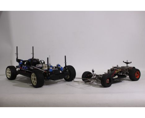 Kyosho - Two unboxed Kyosho chassis. Lot includes an Kyosho 1:10 scale nitro chassis fitted with Kyosho GS21 nitro engine; to