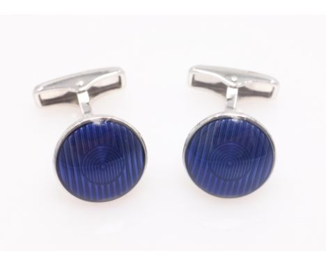 Pair of Dunhill enamel and silver cuff-links, headlamp design stamped AD 925   Condition Report   Click here for further imag