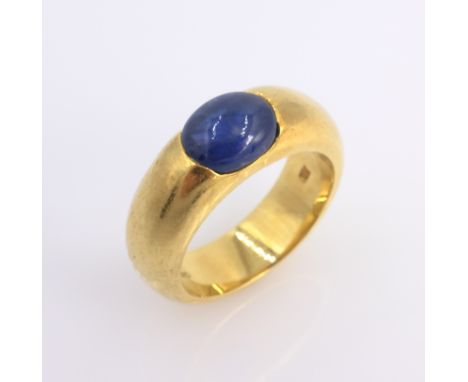 Boodles & Dunthorne 18ct gold cabochon sapphire ring, hallmarked with original box  Condition Report Approx 15gm, size sits b