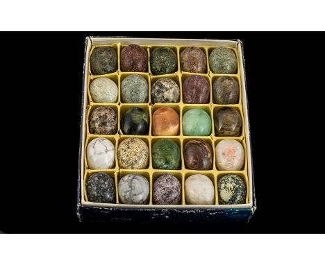 Marble Bird's Eggs: Novelty Collection of Gemstone Eggs, listed, all numbered and boxed; box size 5.5 inches x 4.5