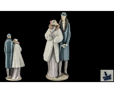 Lladro - Excellent Tall and Impressive Hand Painted Porcelain Figure ' On the Town ' Model No 1452. Issued 1983 - 1993. Desig