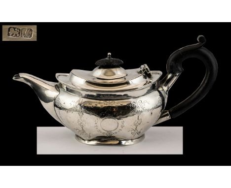 George II Sterling Silver Bachelors Teapot of Pleasing Proportions. Hallmark Chester 1737. Height 4.75 Inches - 11.90 cms &am