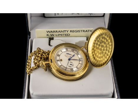 A Modern Rotary Pocket Watch automatic movement, silver dial with tractor ring Roman numerals, with date function. In fitted 