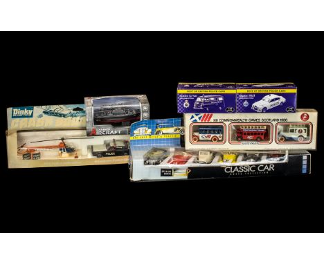 Collection of Die Cast Models, comprising Dinky Helicopter &amp; Plymouth Police Car, Classic Car Model Collection (6 cars), 